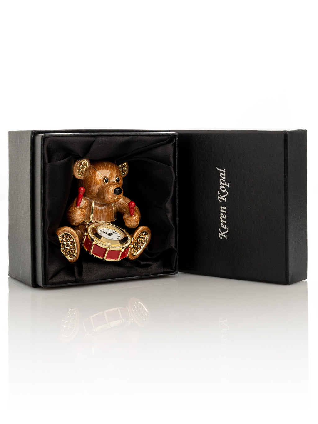 Brown Bear with Clock in a Drum-3