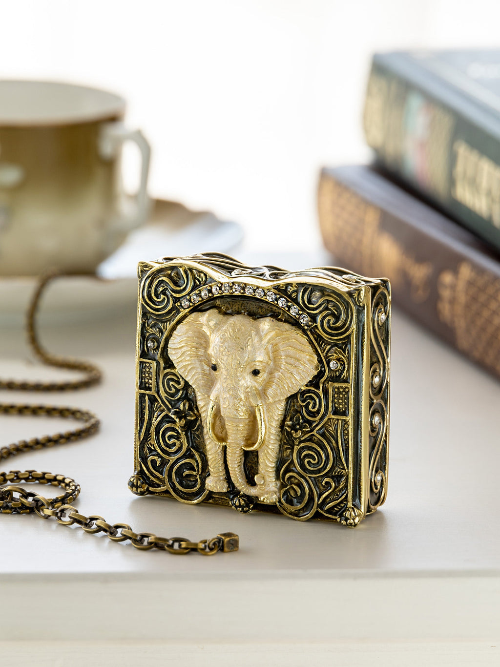 Brown and Gold trinket Box Elephant-4