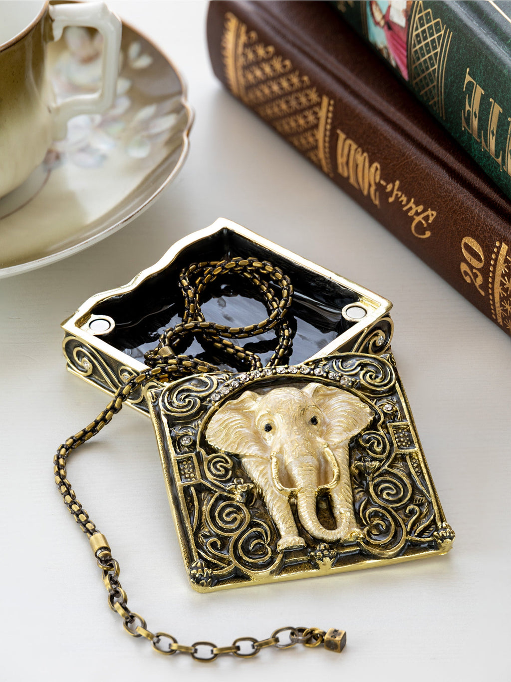 Brown and Gold trinket Box Elephant-1