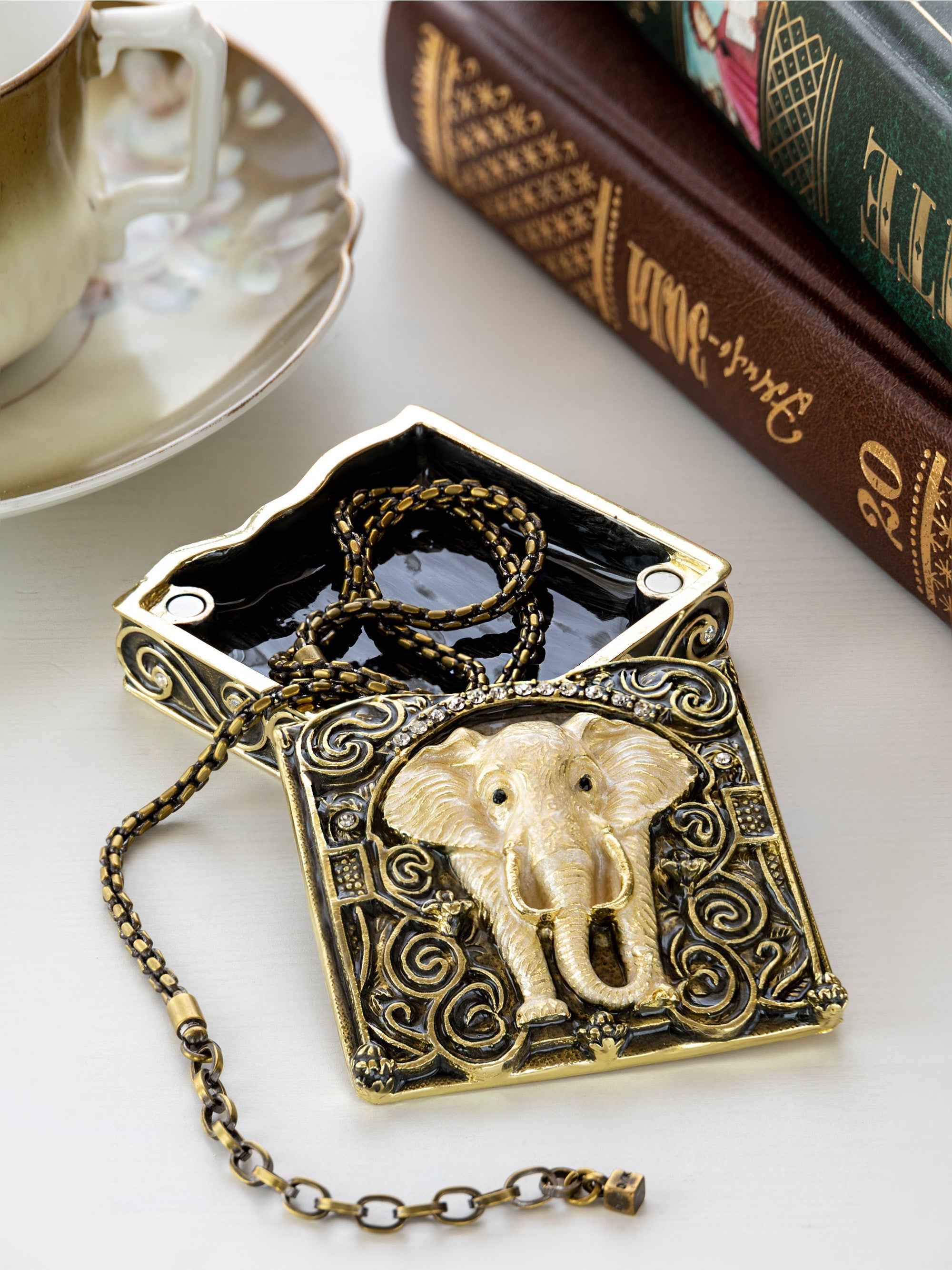 Brown and Gold trinket Box Elephant-1