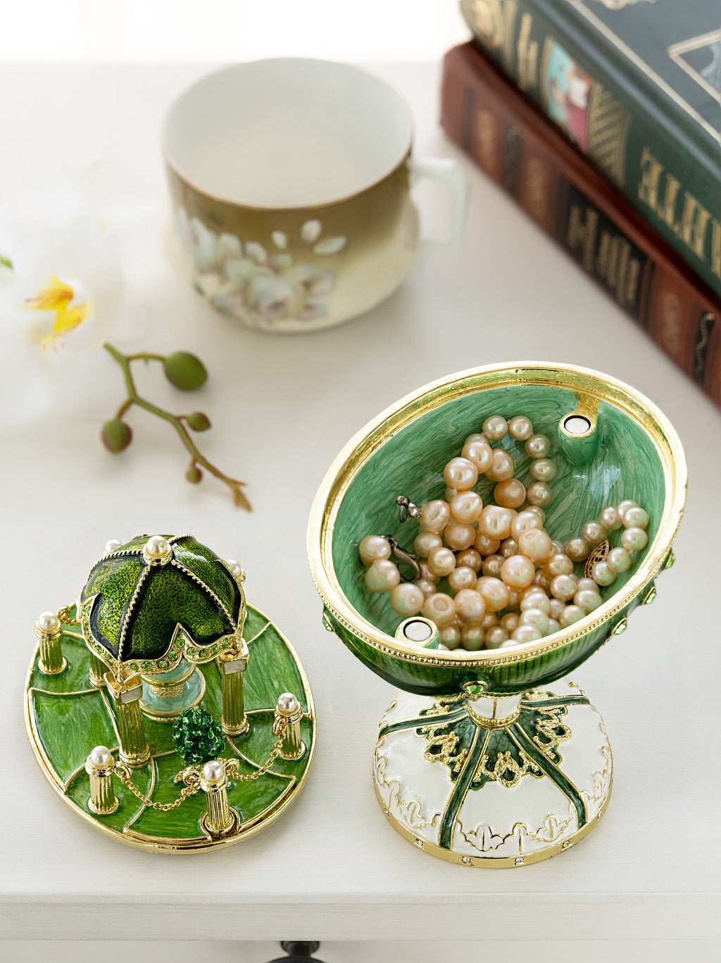 Garden Pavilion Design Cupola Fountain Green Egg Limited Edition of 250 Trinket Box-1