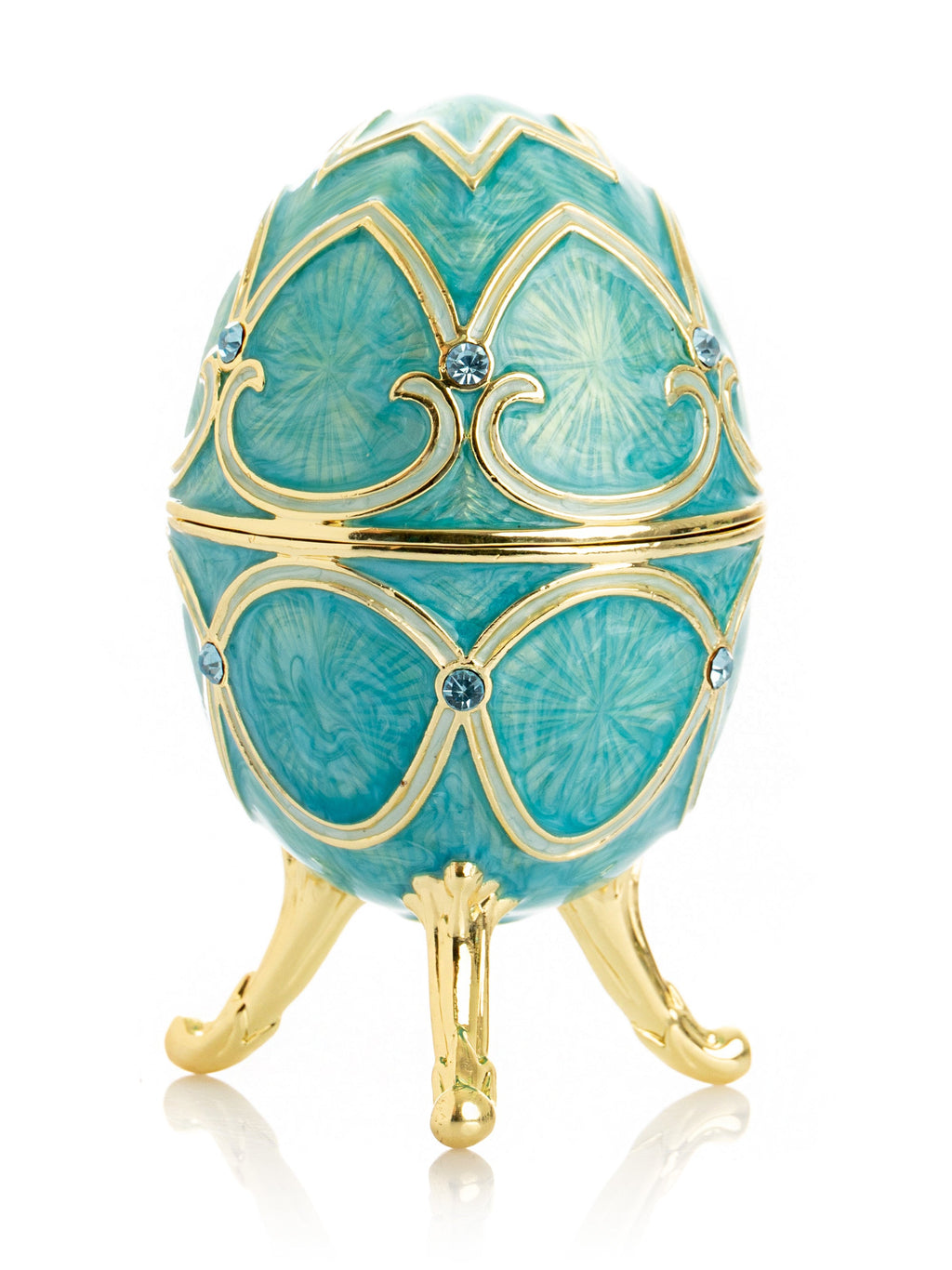 Turquoise Easter Egg with Cat Hidden compartment-1