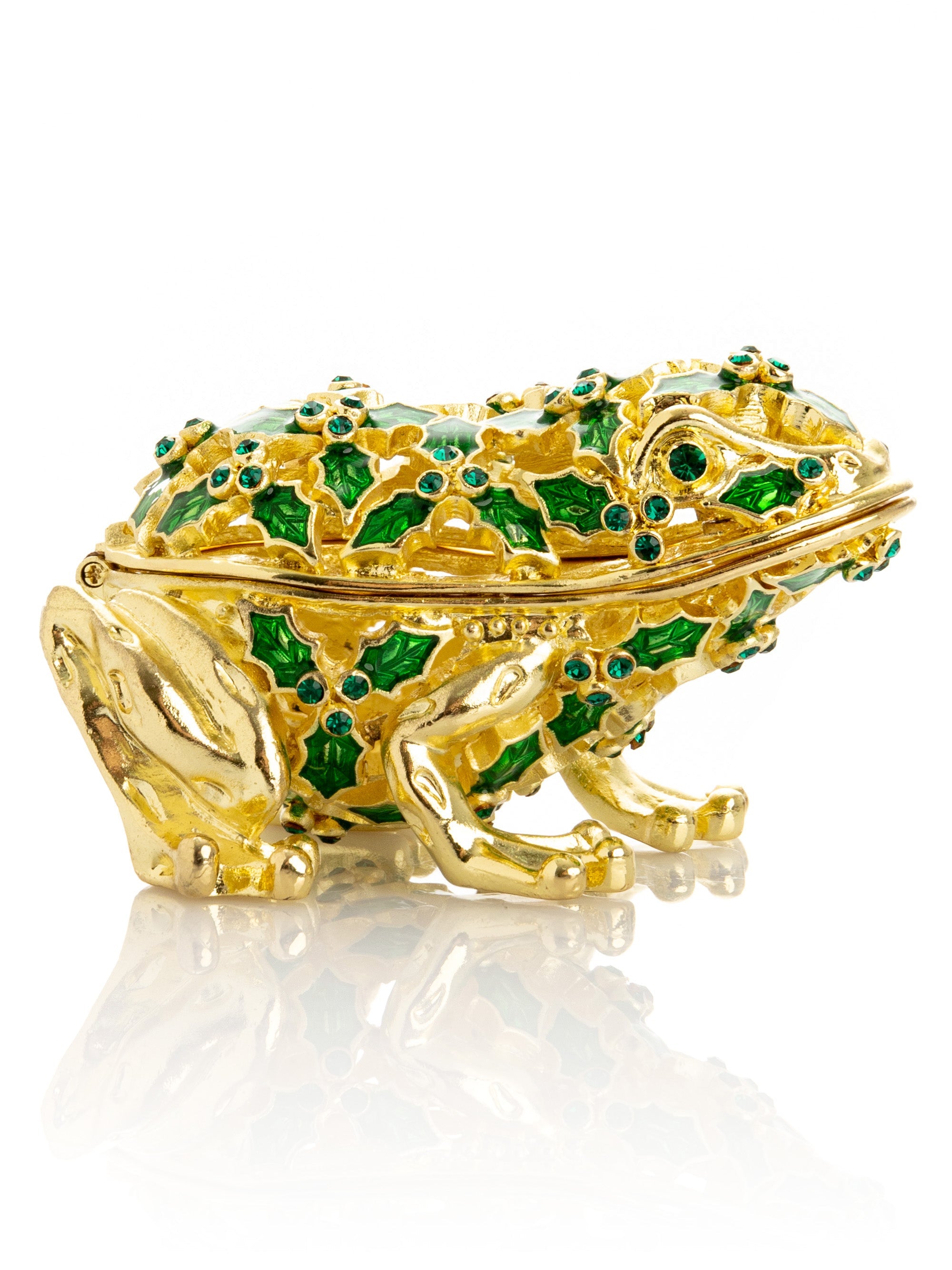 Gold & Green Frog Trinket Box-0