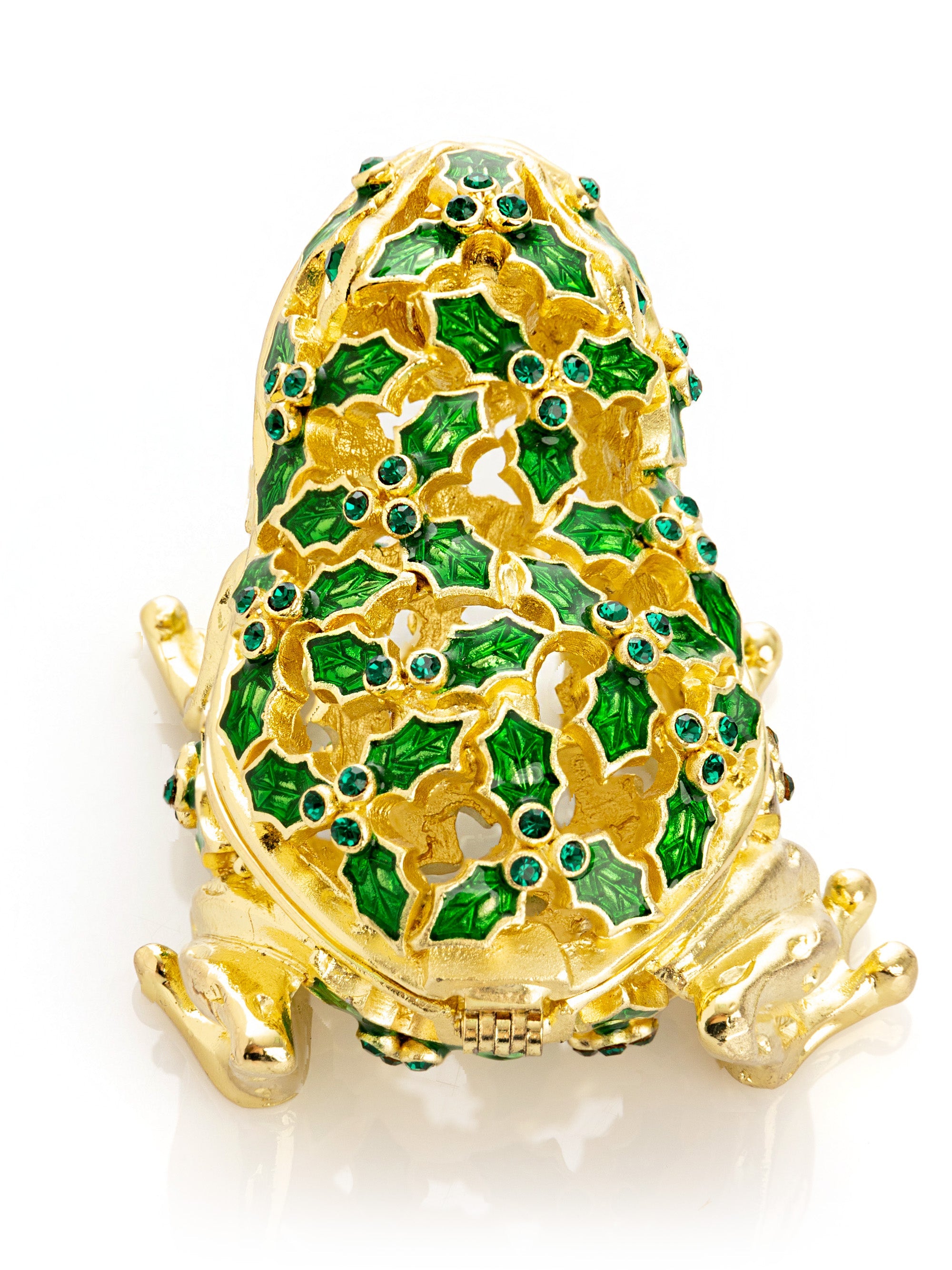 Gold & Green Frog Trinket Box-4