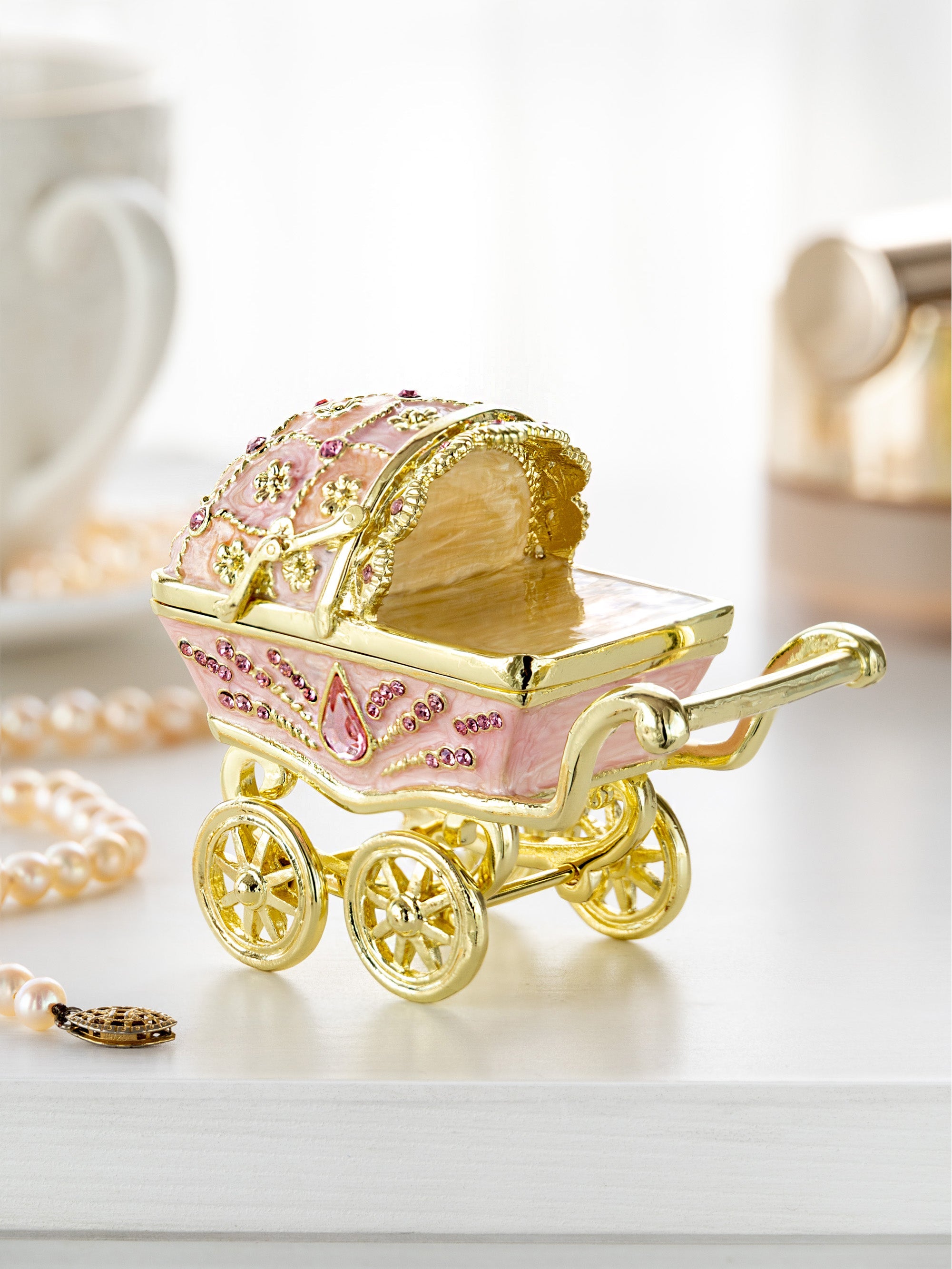 Pink Baby Carriage Trinket Box-1