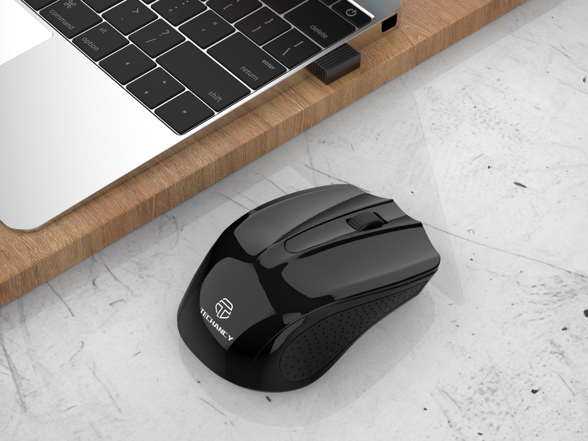 Souris sans fil 2,4 G noire Techancy TJ6121, portée sans fil de 10 m, Plug and Play, compatible PC/Mac, design ergonomique