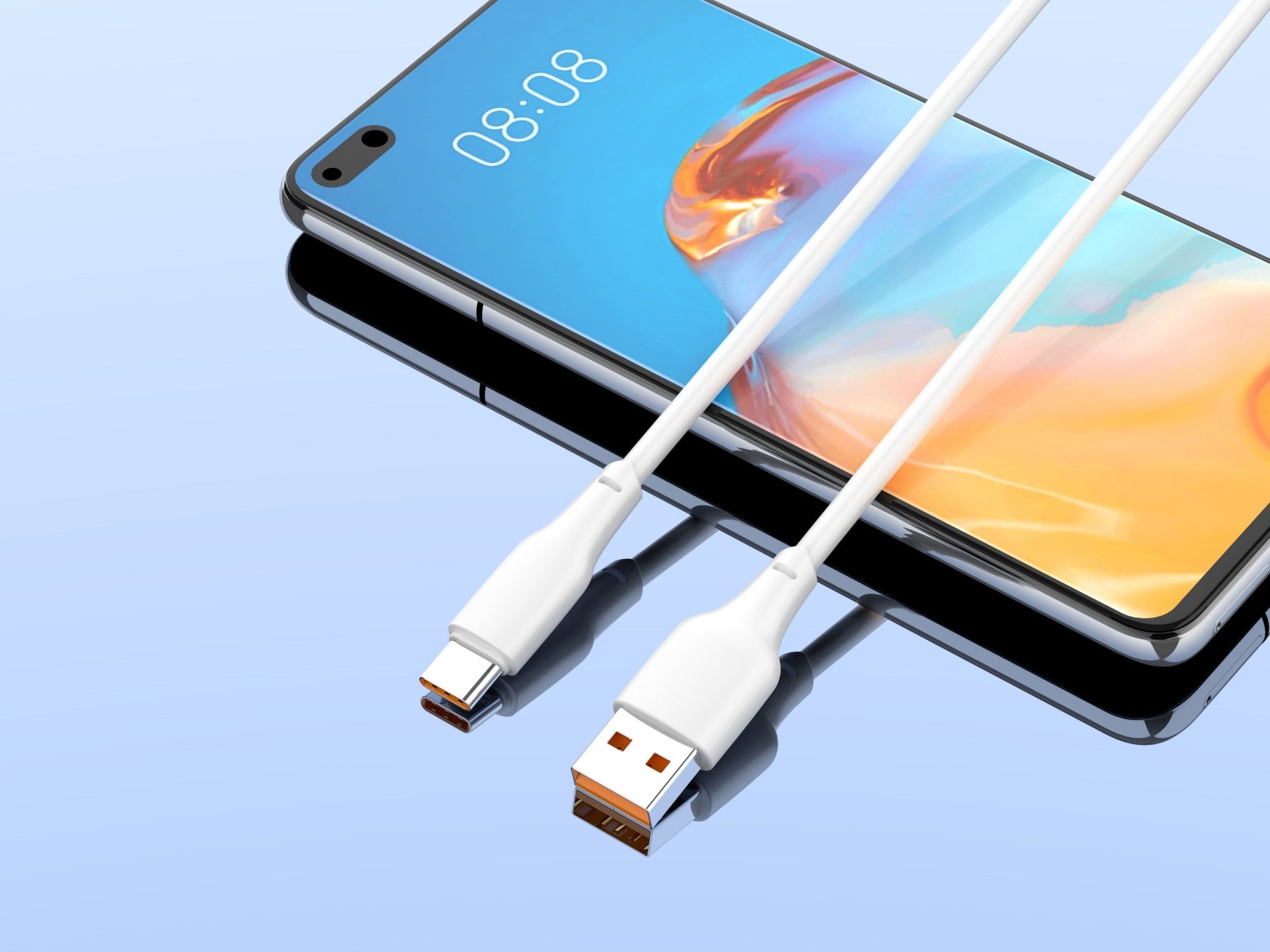 Techancy Cabo De Dados Usb-Type-C Branco 1M TB1776,Carregamento Rápido De 2,4 A, Suporta Transmissão De Dados, Material Pvc-3