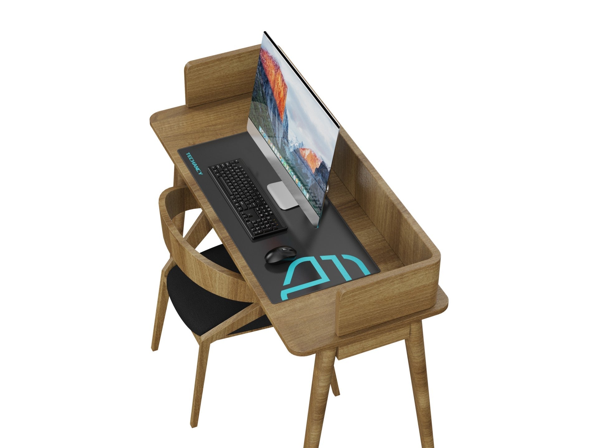 Tapis de souris Techancy 40 x 90 cm, TW2775, caoutchouc antidérapant, idéal pour les jeux PC, noir