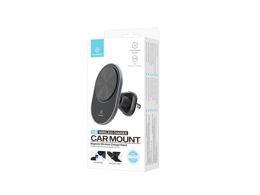 Techancy Suporte Magnético Para Telemóvel Com Carregador Sem Fios TF2798 Preto, Compatível Com Magsafe, Carregamento Sem Fios De 15 W-4