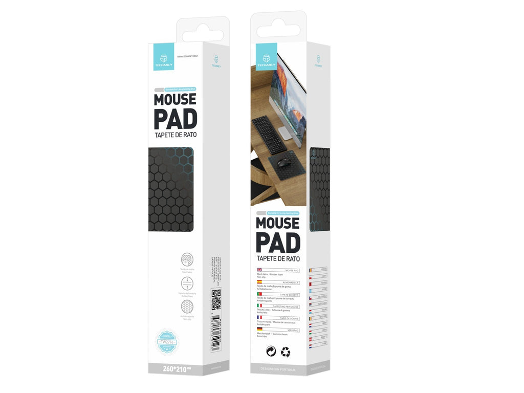 Tapis de souris Techancy 21*26 cm, TW2774, caoutchouc antidérapant, idéal pour les jeux PC, noir