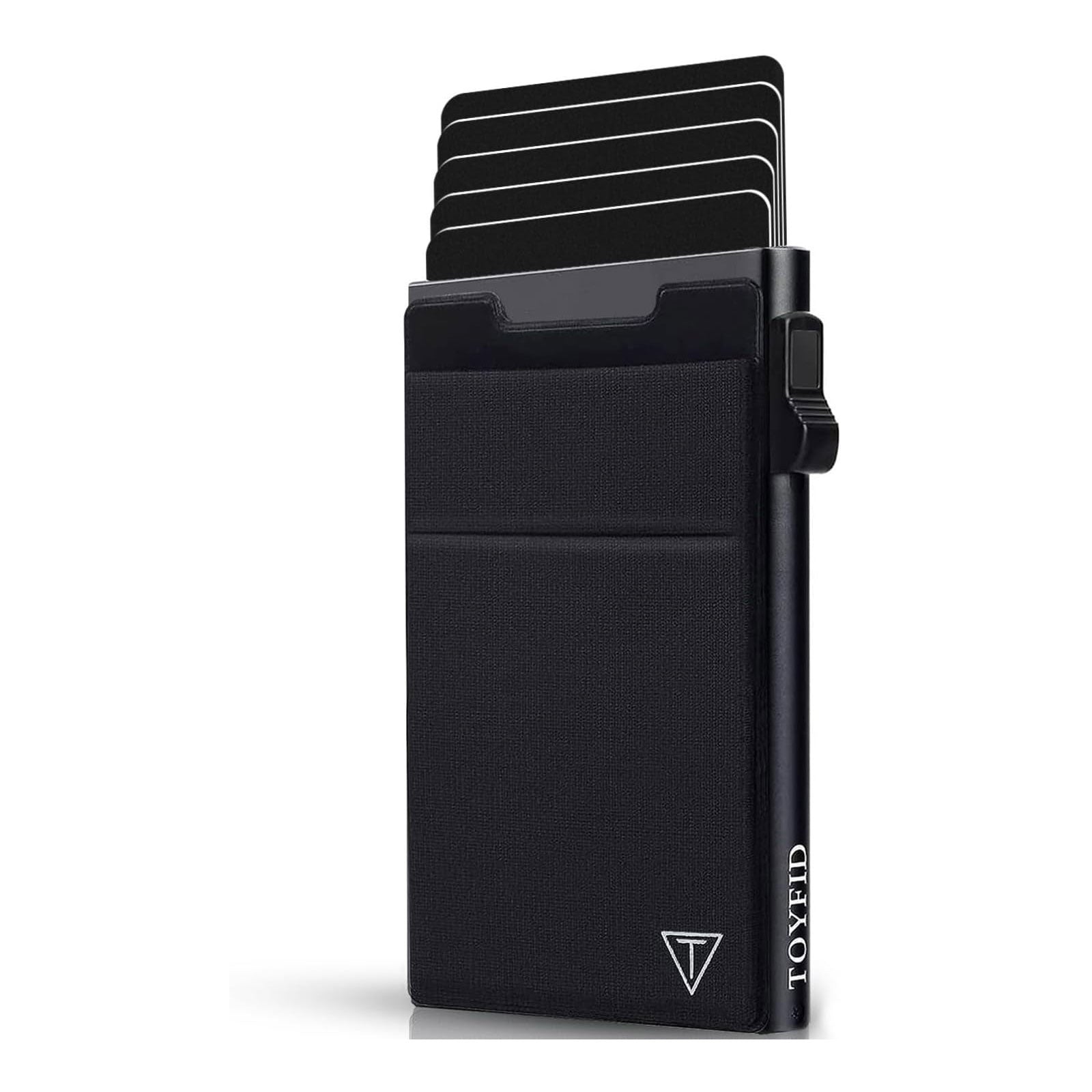 Slim RFID Blocking Wallets,Pop Up Minimalist Card Holder for Men & Women Metal Thin Front Pocket Wallet Credit Card Holder with Elastic Coin Pocket-0