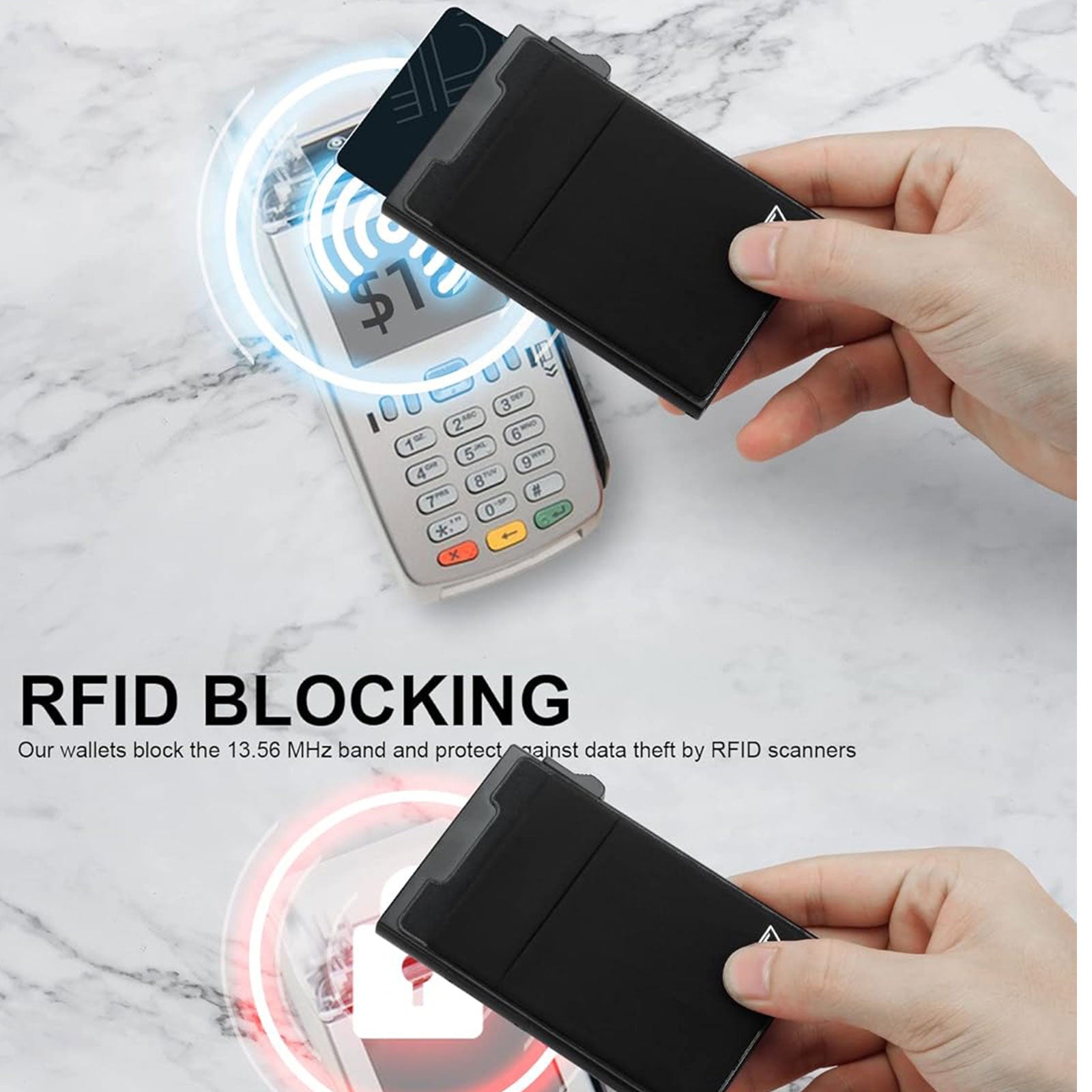 Slim RFID Blocking Wallets,Pop Up Minimalist Card Holder for Men & Women Metal Thin Front Pocket Wallet Credit Card Holder with Elastic Coin Pocket-4